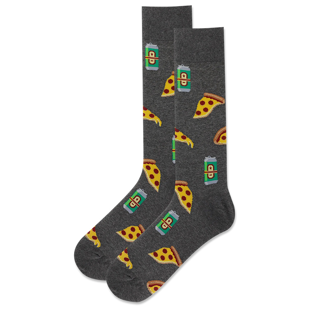 Fashion Accessories, HotSox, Grey, Novelty, Accessories, Men, Beer & Pizza, Sock, 722622